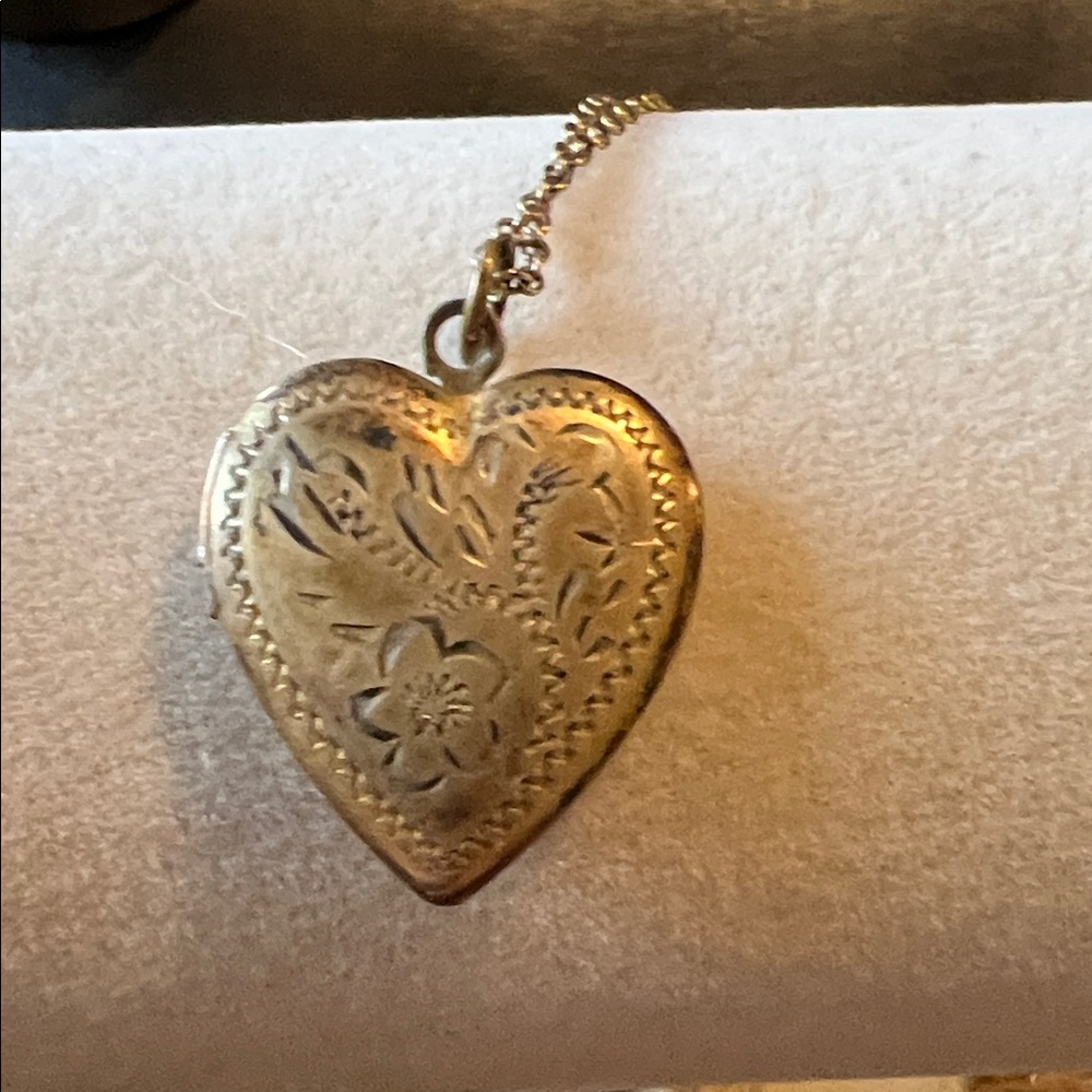 12k & 10k gold over Sterling Silver Antique Victorian locket & necklace
